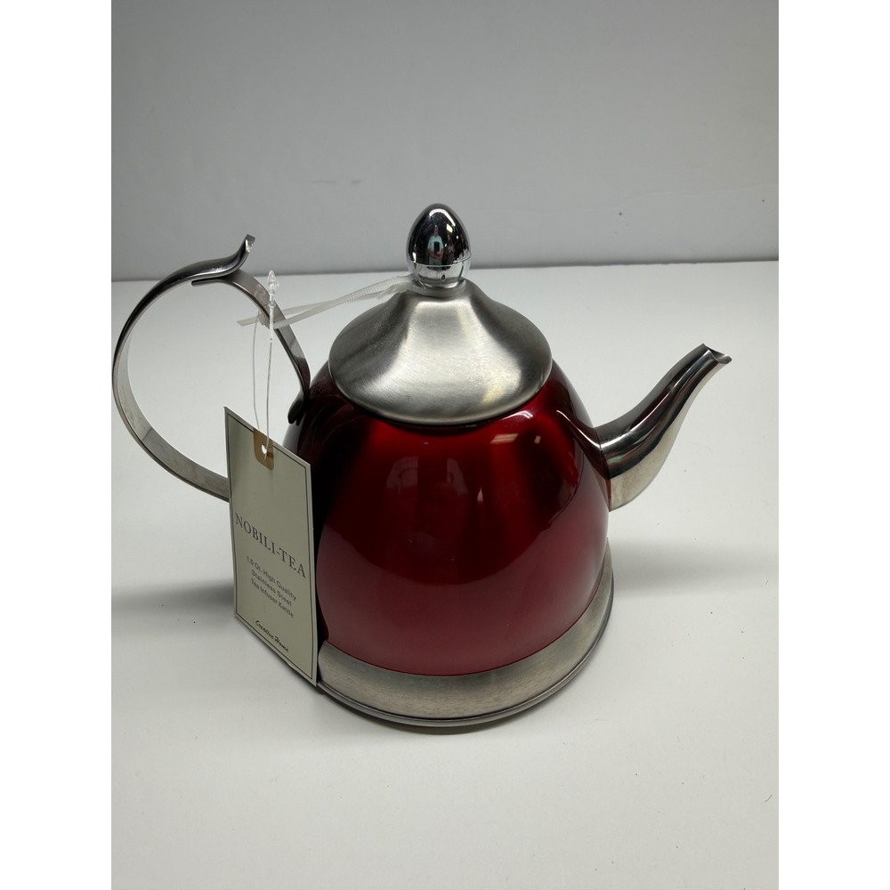 Creative Home Nobili-Tea 1.0 Qt Stainless Steel Tea Infuser Kettle Metallic Red